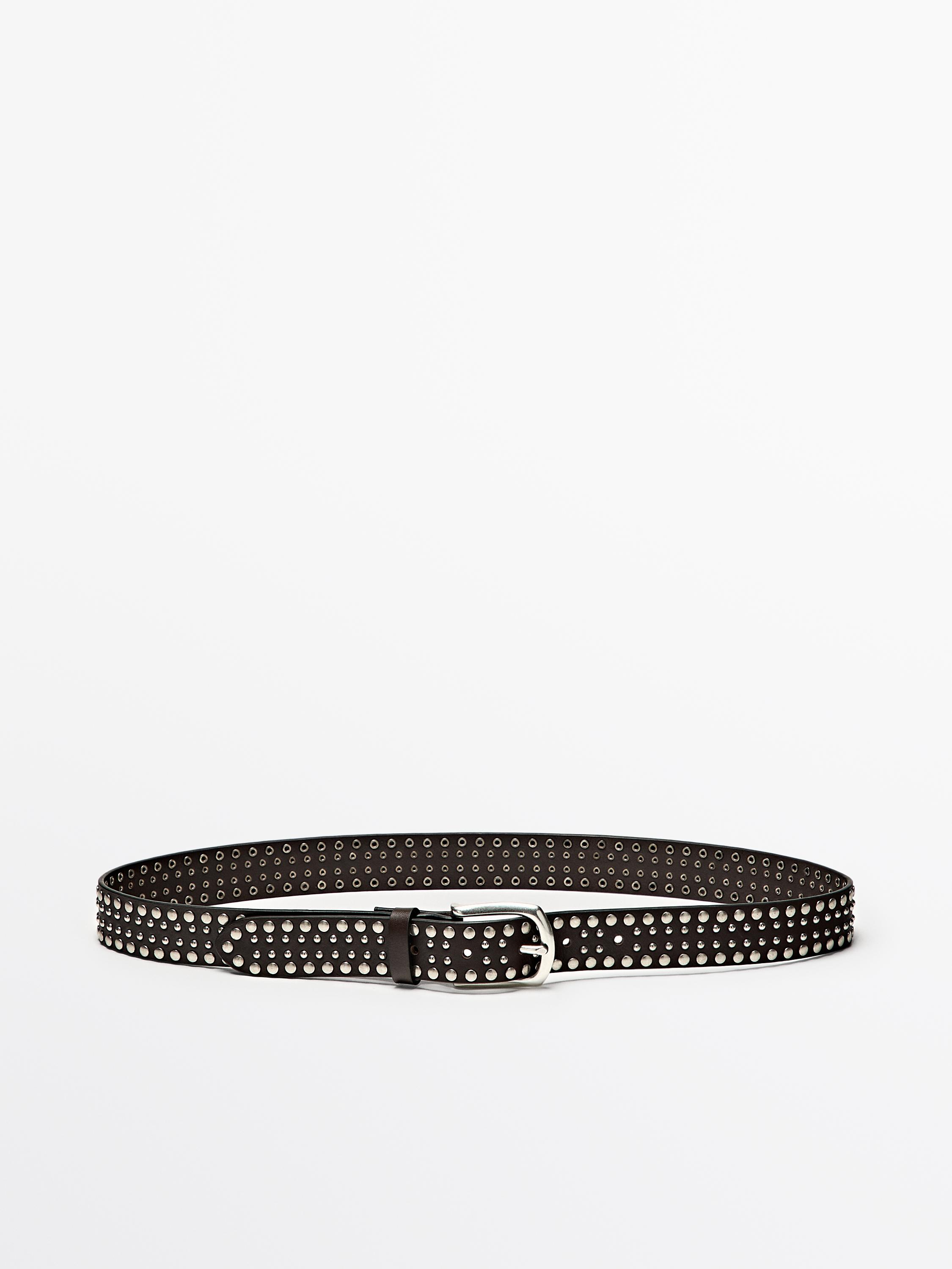 Nappa leather studded belt